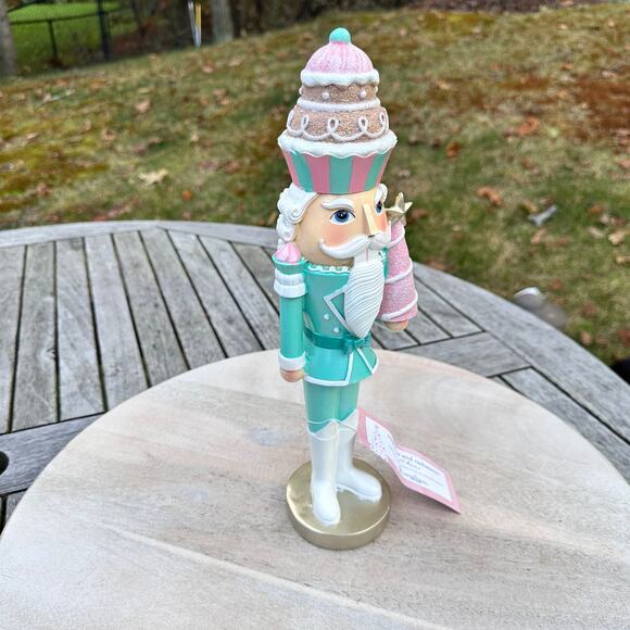 NEW Cupcakes and Cashmere Nutcracker 14” Mint Green Pink Pastel Christmas Decor - Picture 9 of 11